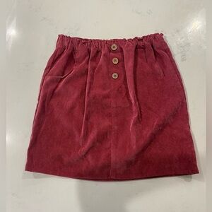 1st Kiss Red Button-Accent Pencil Skirt. Kids. Stretchy waistband. 2 Pockets.